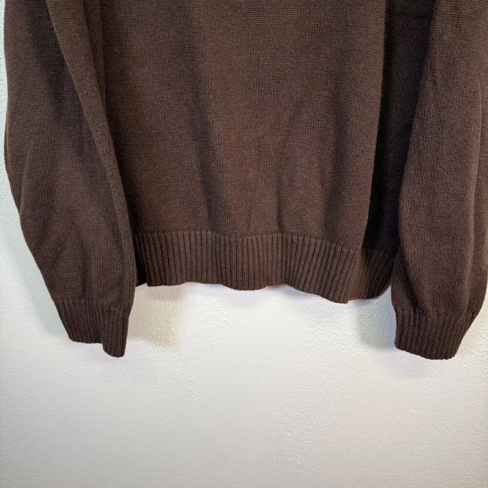 Polo Ralph Lauren Brown Cotton Knit 1/4 Zip Sweater Academia Preppy Y2K Large